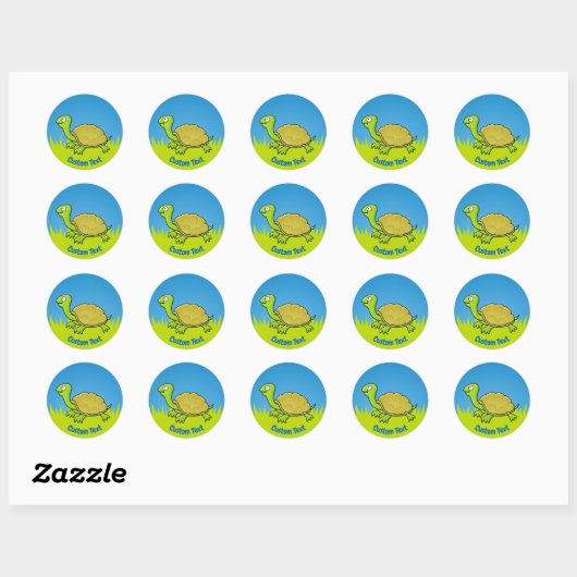 Cartoon Turtle Classic Ronde Sticker (Vel)
