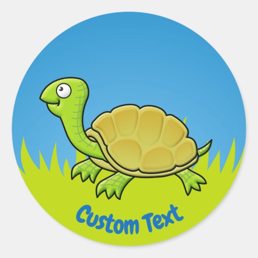 Cartoon Turtle Classic Ronde Sticker (Voorkant)