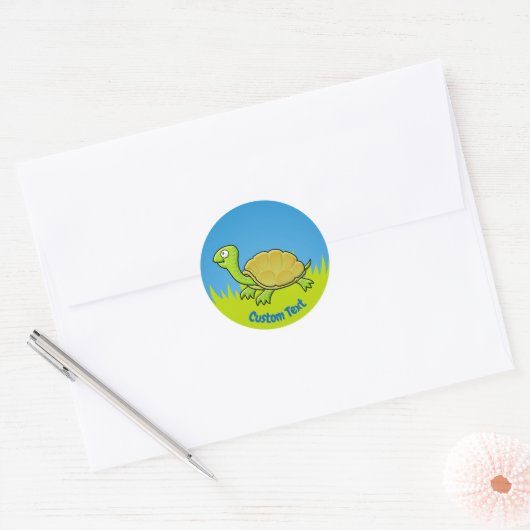 Cartoon Turtle Classic Ronde Sticker (Envelop)