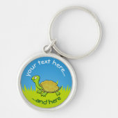Cartoon Turtle on Grass Sleutelhanger (Voorkant)