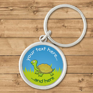 Cartoon Turtle on Grass Sleutelhanger