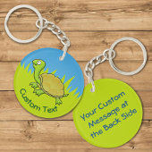 Cartoon Turtle on Grass Sleutelhanger