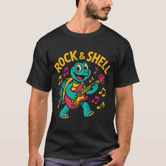 Cartoon Turtle Rock Muziek T-shirt