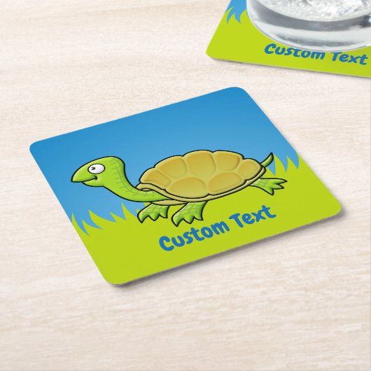 Cartoon Turtle Square Paper Onderzetter (Schuin)