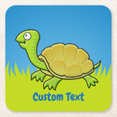 Cartoon Turtle Square Paper Onderzetter (Voorkant)