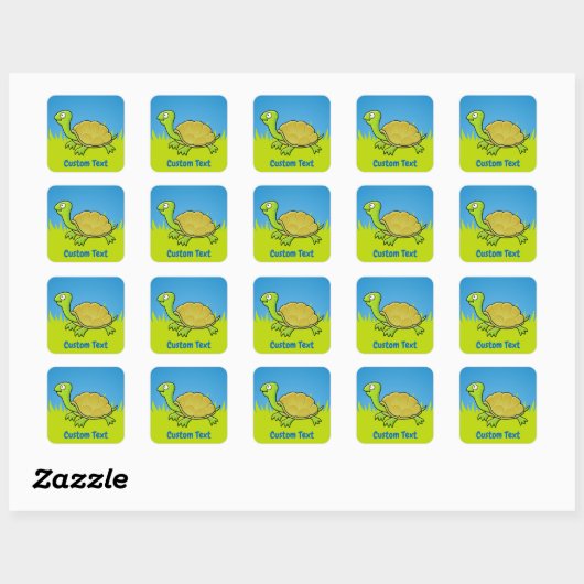Cartoon Turtle Square Sticker (Vel)