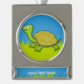 Cartoon Turtle Verzilverd Banner Ornament (Voorkant)
