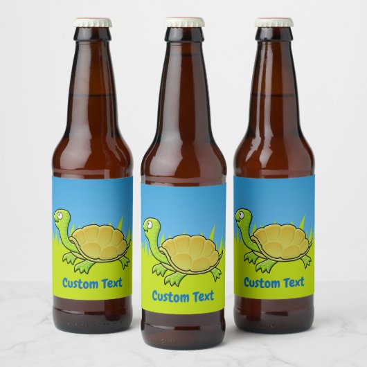 Cartoon Turtle wijnlabel Bier Etiket (Flessen)
