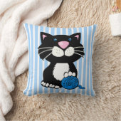 Cartoon Tuxedo Cat en Stripes Sierkussen (Deken)