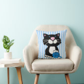 Cartoon Tuxedo Cat en Stripes Sierkussen (Stoel)