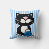 Cartoon Tuxedo Cat en Stripes Sierkussen (Achterkant)