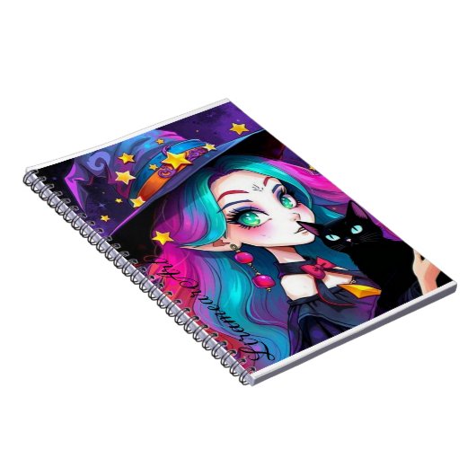 Cartoon Twilight Witch Notitieboek (Rechterzijde)