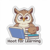 Cartoon Uil Boeken Hoot Leren Sticker (Voorkant)