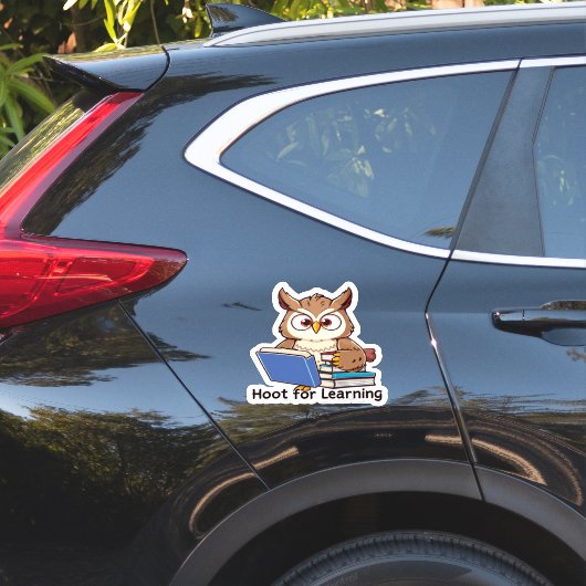 Cartoon Uil Boeken Hoot Leren Sticker (Auto Zijkant)