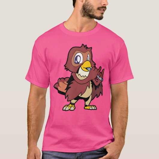 Cartoon Uil - fluitspeler T-shirt (Voorkant)