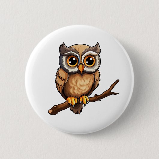 Cartoon uil illustratie ronde button 5,7 cm (Voorkant)
