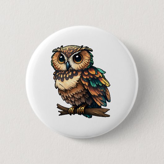 Cartoon uil illustratie ronde button 5,7 cm (Voorkant)