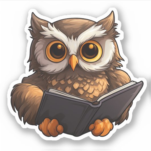 Cartoon uil illustratie sticker (Voorkant)