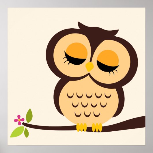 Cartoon Uil Kinderen Muur Kunst Poster (Voorkant)