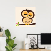 Cartoon Uil Kinderen Muur Kunst Poster (Thuiskantoor)