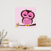 Cartoon Uil Kinderen Muur Kunst Poster (Keuken)