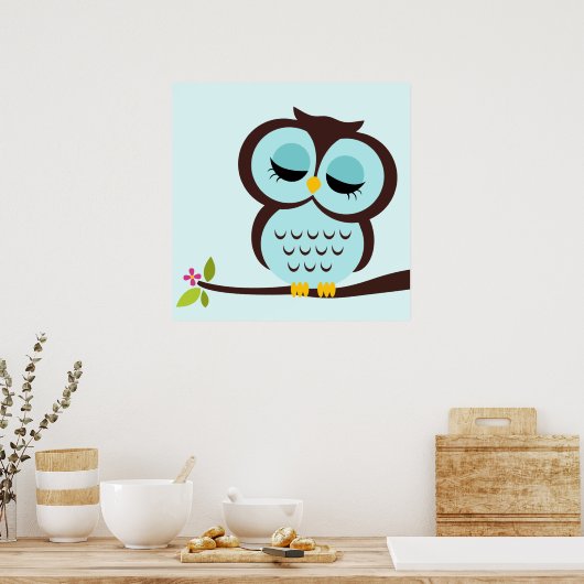 Cartoon Uil Kinderen Muur Kunst Poster (Keuken)