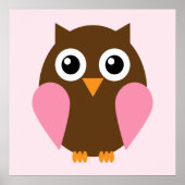 Cartoon Uil Kinderen Muur Kunst {Roze} Poster (Voorkant)
