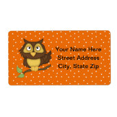 Cartoon Uil (tan) Etiket (Voorkant)