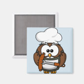 Cartoon Uil Zomer Barbecue Blauw Magneet (Voorkant / Achterkant)