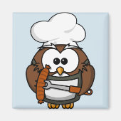 Cartoon Uil Zomer Barbecue Blauw Magneet (Voorkant)