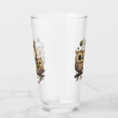 Cartoon Uilen Perched op een tak Glas (Rechts)
