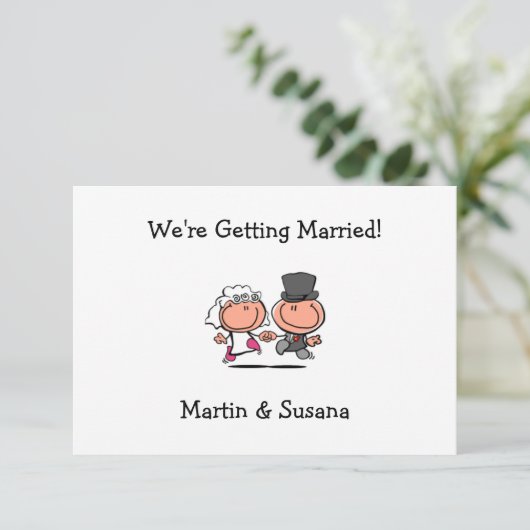 Cartoon uitnodiging voor bruiloft (Staand voorkant)