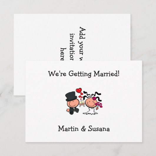 Cartoon uitnodiging voor bruiloft (Voorkant / Achterkant)