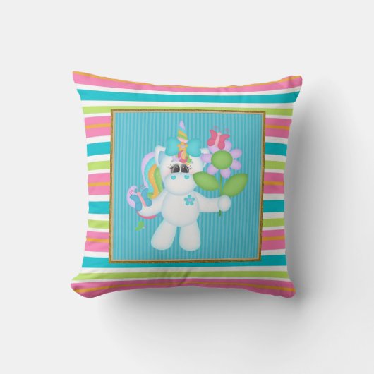 Cartoon Unicorn kinder kamer gooit kussen (Voorkant)
