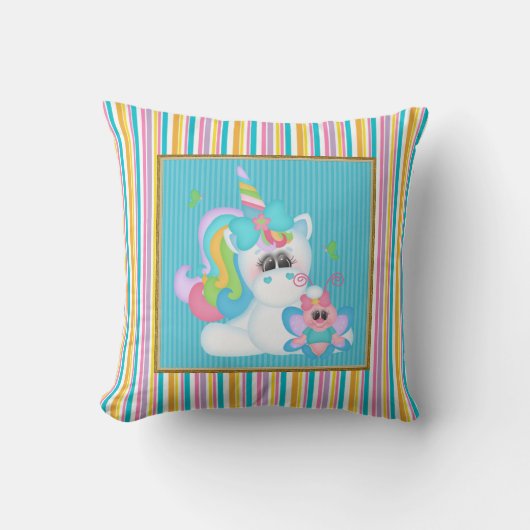 Cartoon Unicorn Kinder kamer gooit kussen (Voorkant)