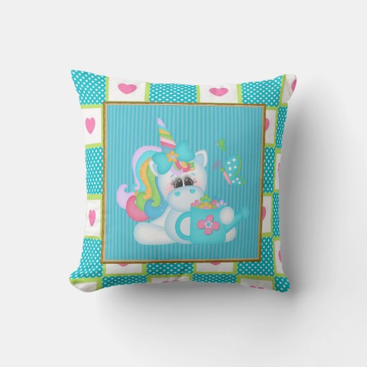 Cartoon Unicorn kinder kamer gooit kussen (Voorkant)