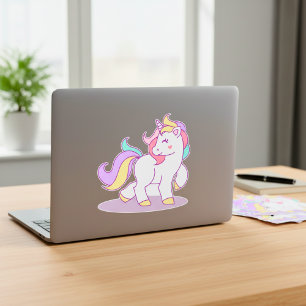 Cartoon Unicorn op maat gesneden vinylsticker Sticker