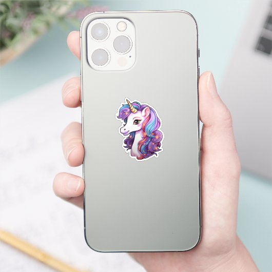 Cartoon unicorn sticker (Telefoon)