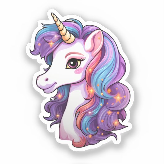 Cartoon unicorn sticker (Voorkant)