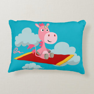 Cartoon Unicorn's Magic Carpet Ride Accent Pillow Decoratief Kussen