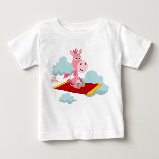 Cartoon Unicorn's Magic Carpet Ride Baby T-Shirt (Voorkant)