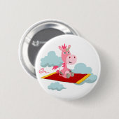 Cartoon Unicorn's Magic Carpet Ride Button Badge (Voorkant /achterkant)