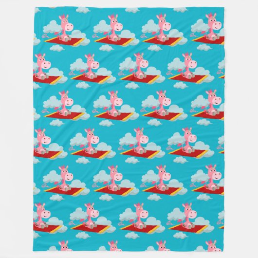 Cartoon Unicorn's Magic Carpet Ride Fleece Blanket Deken (Voorkant)
