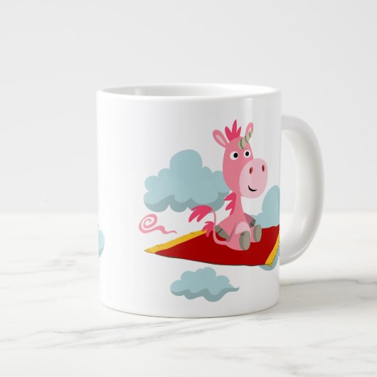 Cartoon Unicorn's Magic Carpet Ride Jumbo Mok (Voorkant rechts)