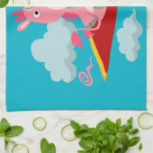 Cartoon Unicorn's Magic Carpet Ride Kitchen Towel Theedoek (Gevouwen)