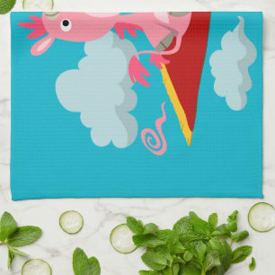 Cartoon Unicorn's Magic Carpet Ride Kitchen Towel Theedoek