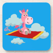 Cartoon Unicorn's Magic Carpet Ride Onderzetters S (Voorkant)