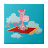 Cartoon Unicorn's Magic Carpet Ride Tile Tegeltje (Voorkant)