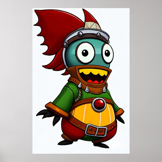 Cartoon Uniek Wezen Buitenaards Wezen | AI Art Poster (Voorkant)