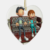 Cartoon vader en zoon op een Ferris Wheel Keramisch Ornament (Rechts)